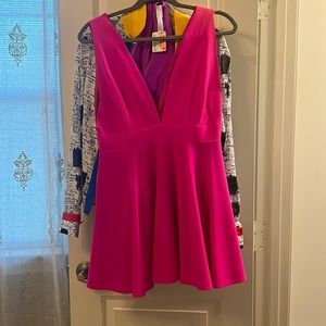 Jennifer Hope hot pink silk party dress